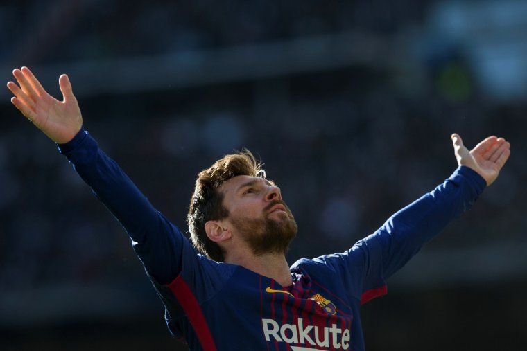 Leo Messi celebra el gol al Santiago Bernabéu