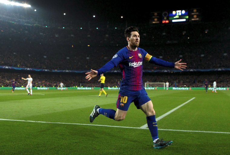 Lionel Messi celebra el tercer gol davant el Chelsea.