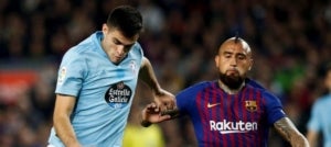 Arturo Vidal, durant el partit entre el Barça i el Celta al Camp Nou.