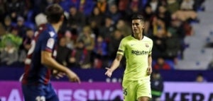 Chumi, durant el partit entre el Bar&ccedil;a i el Llevant.