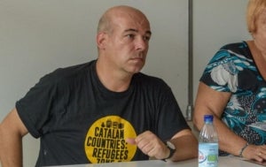 David Minoves, Ana Surra i Oriol Amor&oacute;s, durant l'acte a la UCE de Prada