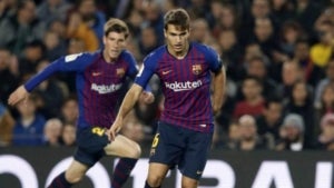 Denis Suárez, durant el partit entre el Barça i la Cultural Leonesa.