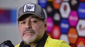 Diego Armando Maradona, durant una roda de premsa amb el Dorados de Sinaloa.