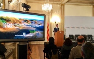 El conseller Calvet en l'acte de presentaci&oacute; de l'Estrat&egrave;gia per la biodiversitat de Catalunya 2030