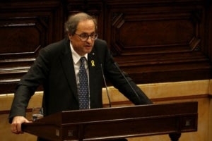 El president de la Generalitat, Quim Torra, intervé al ple del Parlament