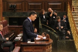 El president del govern espanyol, Pedro Sánchez, intervenint al Congrés dels Diputats