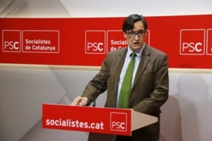 El secretari d'organitzaci&oacute; del PSC, Salvador Illa, en roda de premsa