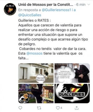 El tuit dela UMC titllant de rates a Guilleries
