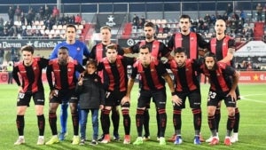 Els jugadors del Reus, abans de jugar contra el Mallorca.