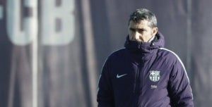 Ernesto Valverde, durant l'entrenament del Barça previ a la visita al Getafe.