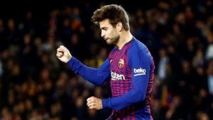 Gerard Piqué celebra el seu gol contra el Vila-real.
