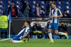 Hernán Pérez celebra el gol de la victòria de l'Espanyol davant el Cadis