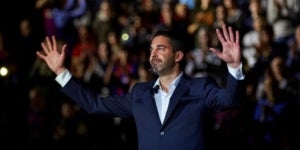 Juan Carlos Navarro, durant l'acte de retirada de la seva samarreta.