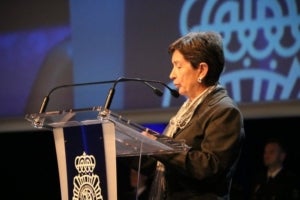 La delegada del govern espanyol a Catalunya, Teresa Cunillera, durant la seva intervenció al Dia del Cos Nacional de Policia