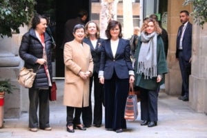 La delegada del govern espanyol a Catalunya, Teresa Cunillera, rep les ministres Carmen Calvo, Meritxell Batet i Nadia Calviño