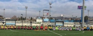 La protesta abans de l'Espanyol-Reus de la primera divisi&oacute; infantil