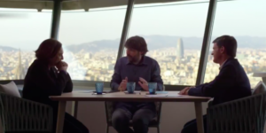 L'alcaldessa Ada Colau, el periodista Jordi &Eacute;vole i el candidat de Cs Manuel Valls, al cara a cara de 'Salvados'