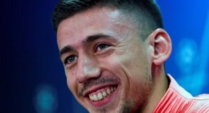 Lenglet, durant la roda de premsa prèvia al Barça-Tottenham.