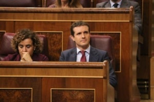L'exministra Dolors Montserrat i el líder del PP Pablo Casado
