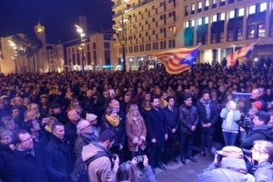 Manifestants a Girona