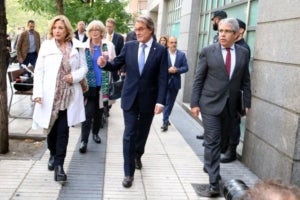 Mas, Ortega, Rigau i Homs arribant al judici pel 9-N al Tribunal de Comptes