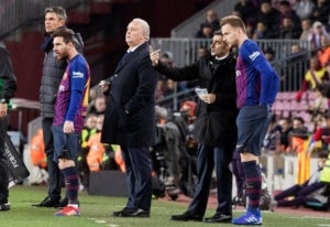 Messi i Rakitic, abans d'entrar al terreny de joc.