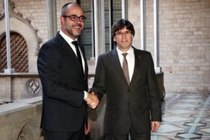 Miquel Buch i Carles Puigdemont en una imatge d'arxiu, abans de l'exili a Bèlgica del segon