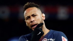 Neymar celebra el seu gol contra el Guingamp.