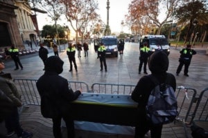 Protesta dels CDR a la Rambla amb Plaça Colom