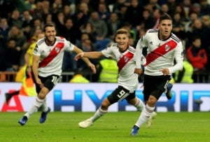 Quintero celebra el seu gol en la tornada de la final de la Copa Libertadores.