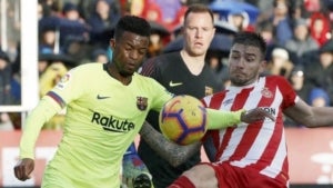 Semedo i Portu, durant el Girona-Barça.