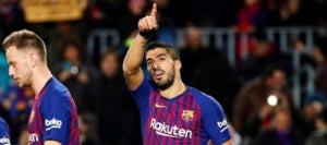 Su&aacute;rez celebra el gol marcat a l'Eibar