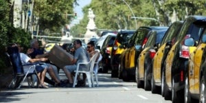 Taxistes durant la vaga del 31 de juliol