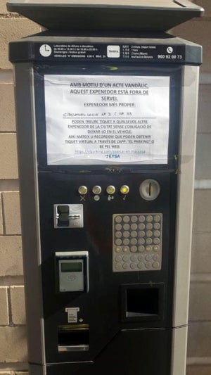 Un dels parquímetres que està fora de funcionament