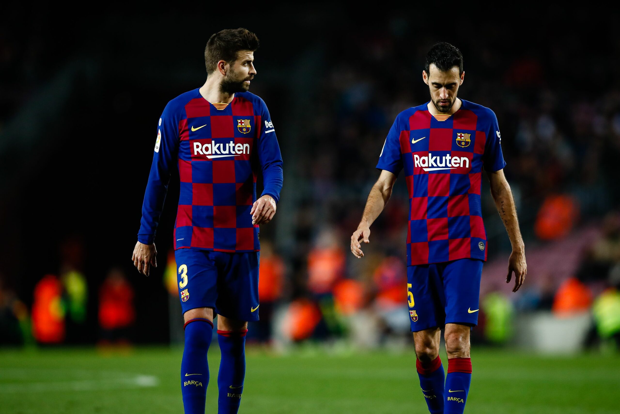 Gerard Piqué i Sergio Busquets, al Camp Nou | Europa Press