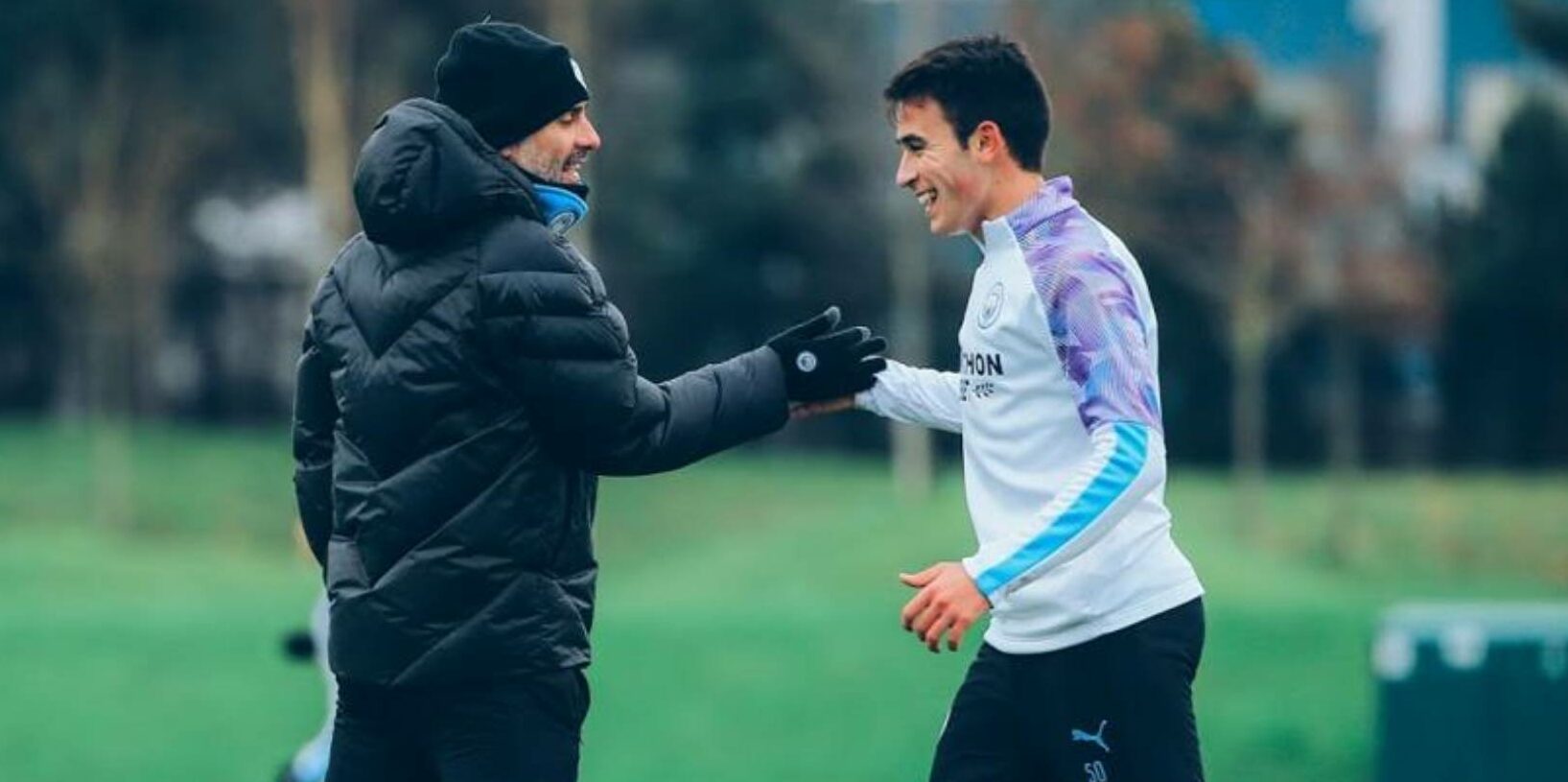 Guardiola i Eric García, durant un entrenament | Manchester City FC