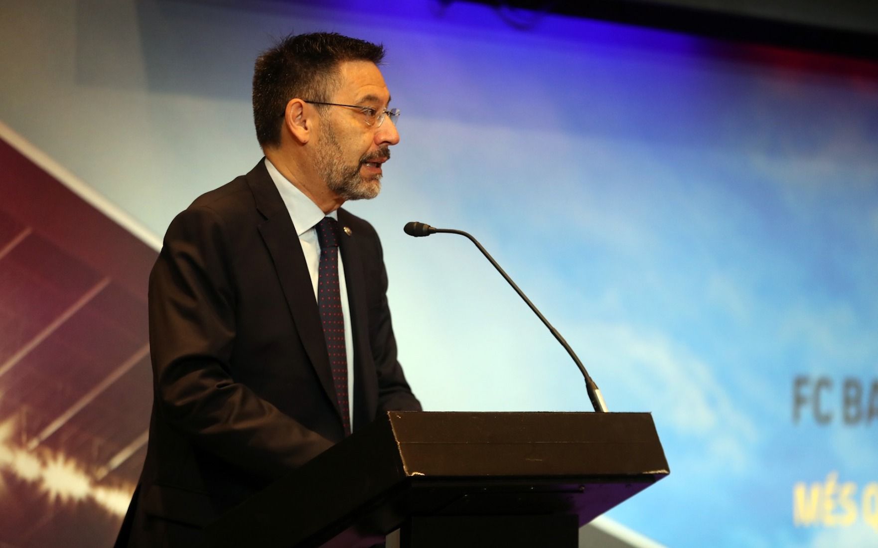 Josep Maria Bartomeu, durant una compareixença | FC Barcelona