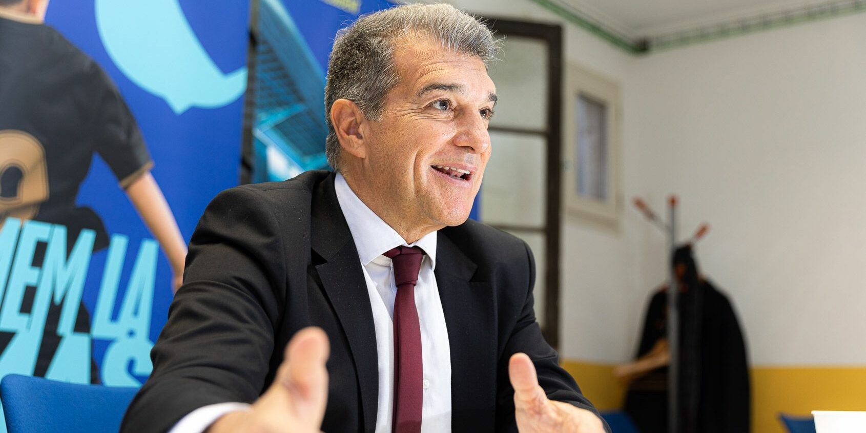 Joan Laporta, candidat a les eleccions del Barça, durant l'entrevista amb El Món | Jordi Borràs