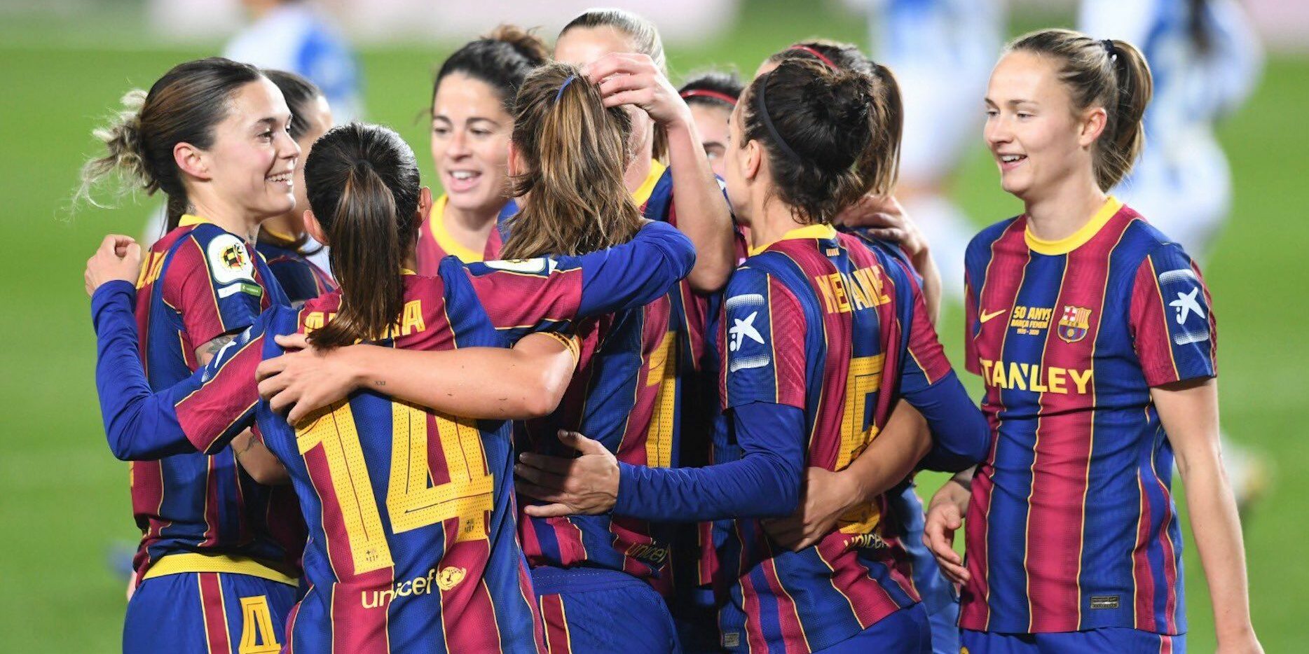 Les jugadores del Barça celebren un dels gols contra l'Espanyol | FC Barcelona