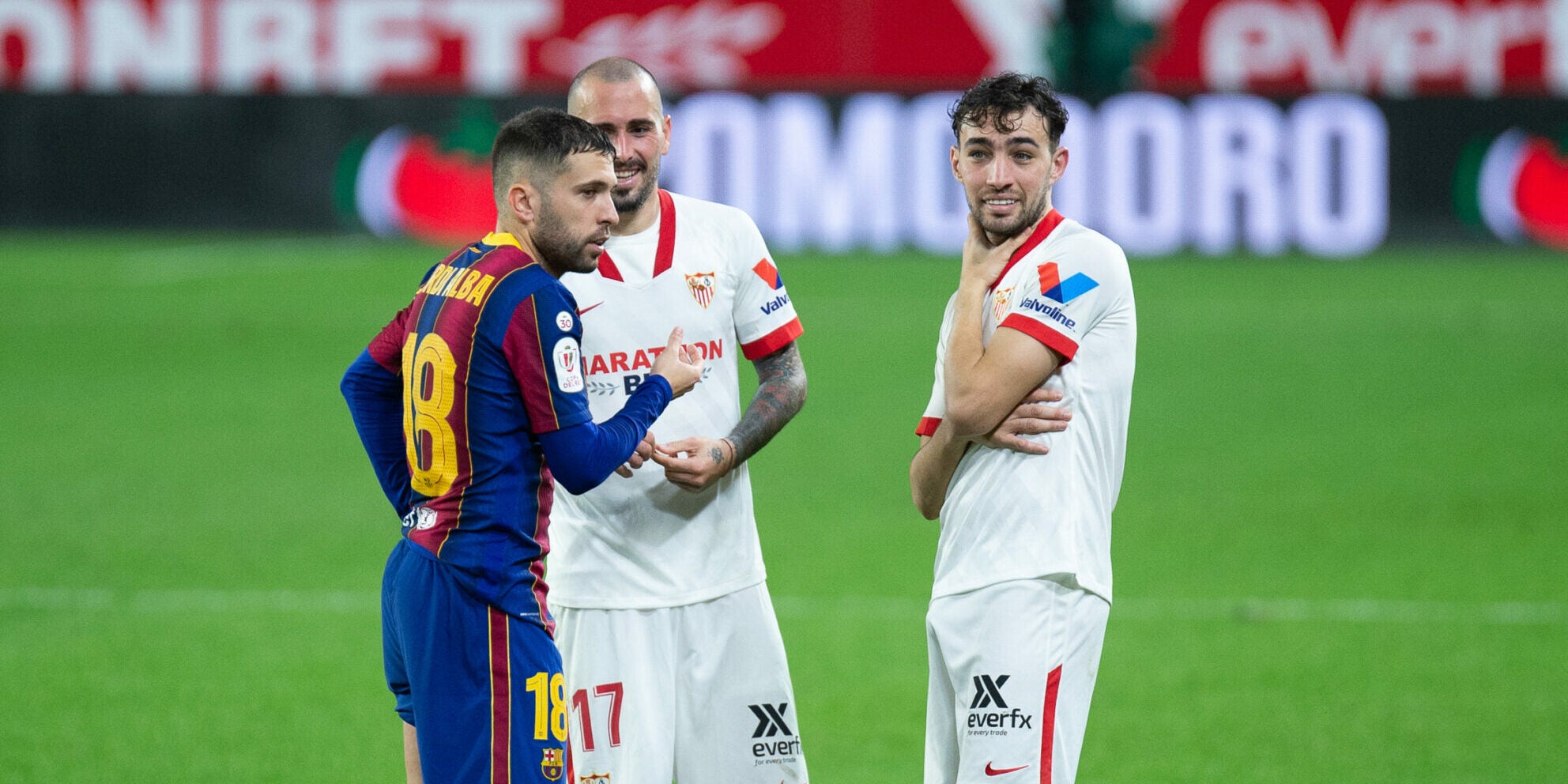 Jordi Alba, amb Munir i Aleix Vidal | Europa Press