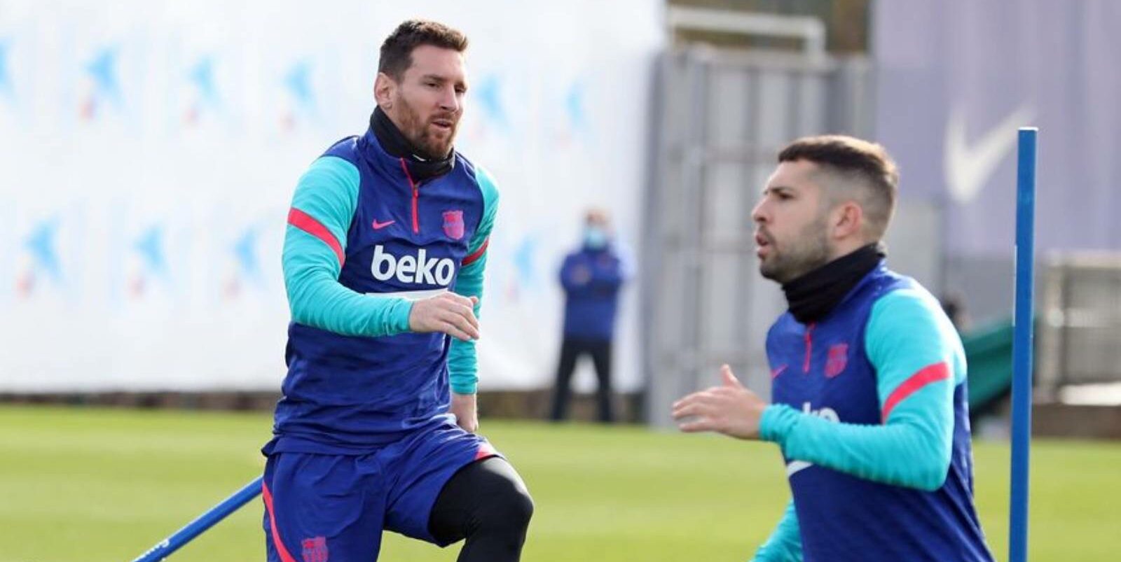 Leo Messi i Jordi Alba, durant un entrenament | FC Barcelona