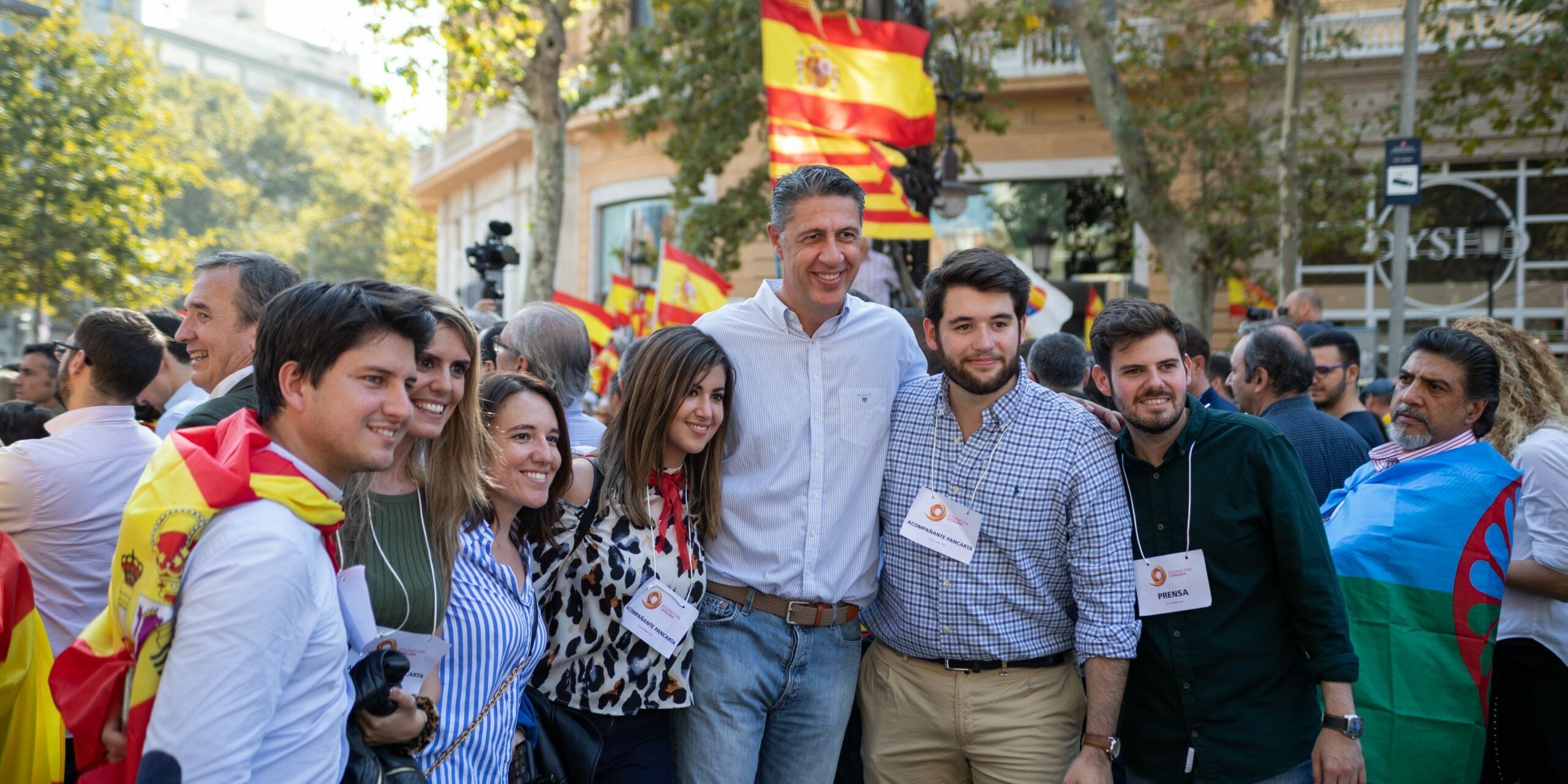 Xavier Garcia Albiol, durant una manifestació de Societat Civil Catalana | Europa Press
