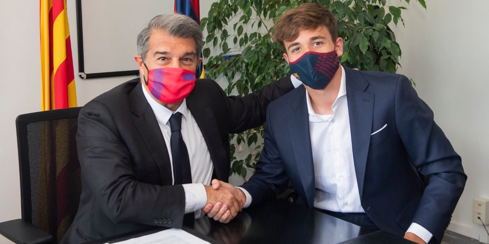 Joan Laporta, amb Nico González | FC Barcelona
