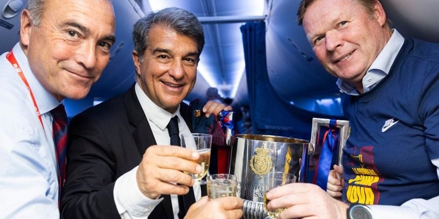 Joan Laporta, Ronald Koeman i Rafa Yuste | FC Barcelona