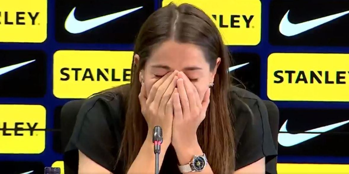 Vicky Losada, durant la seva roda de premsa de comiat | FC Barcelona