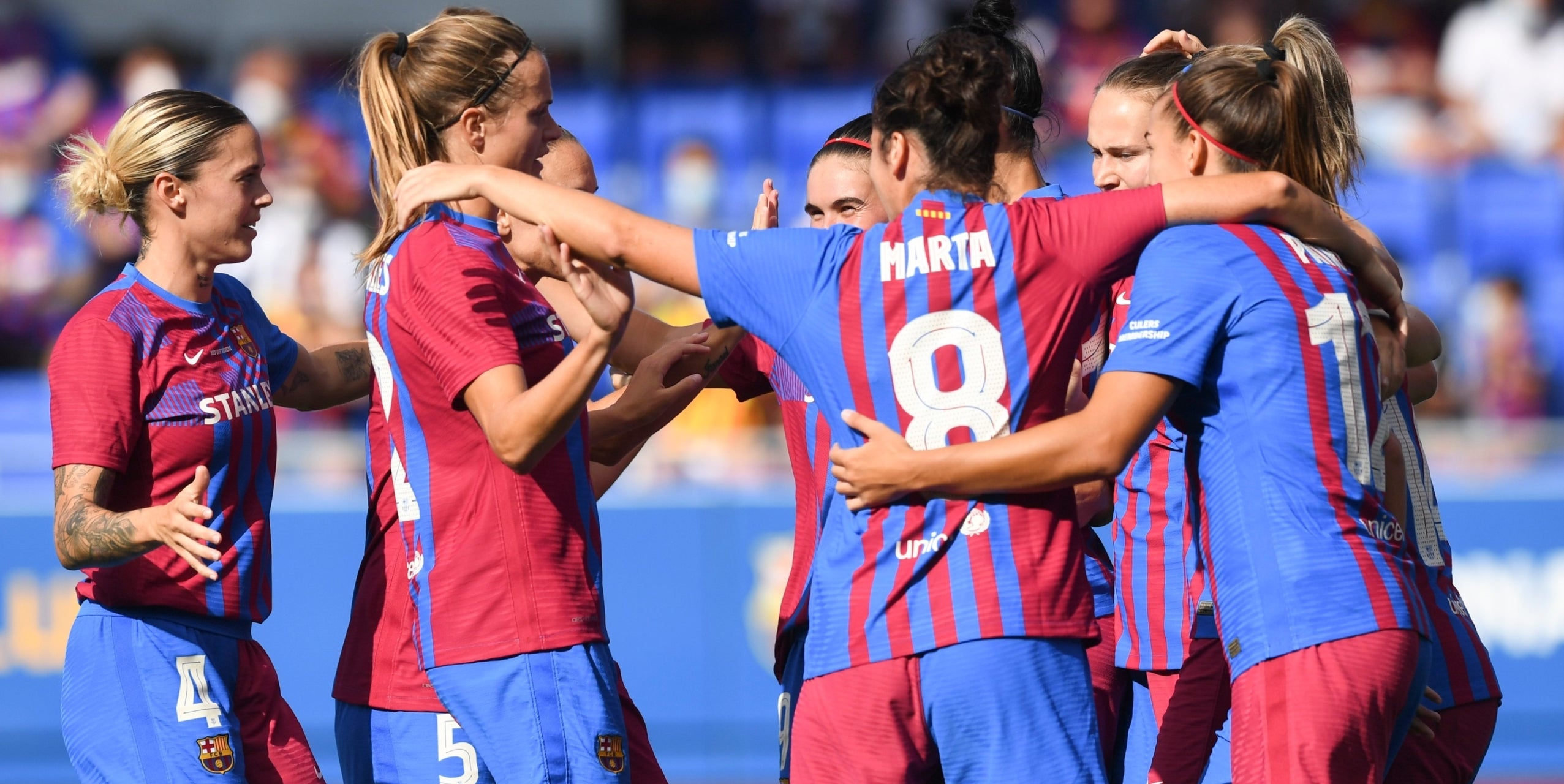 Les jugadores del Barça celebren un gol | Twitter FC Barcelona
