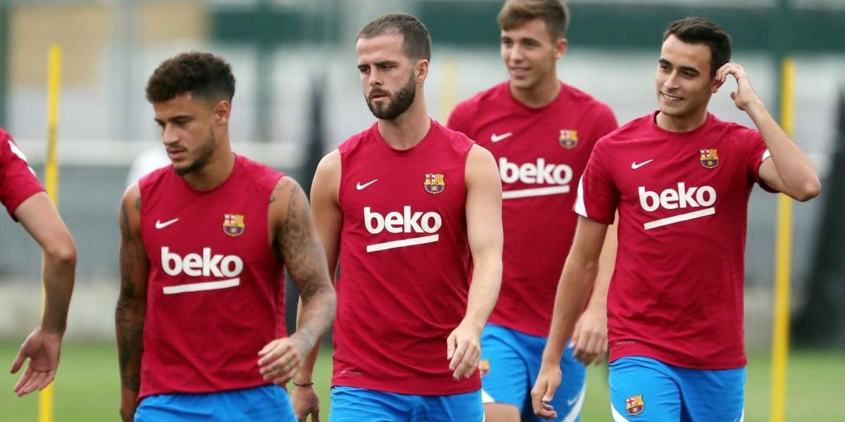 Coutinho i Pjanic, durant un entrenament | FC Barcelona
