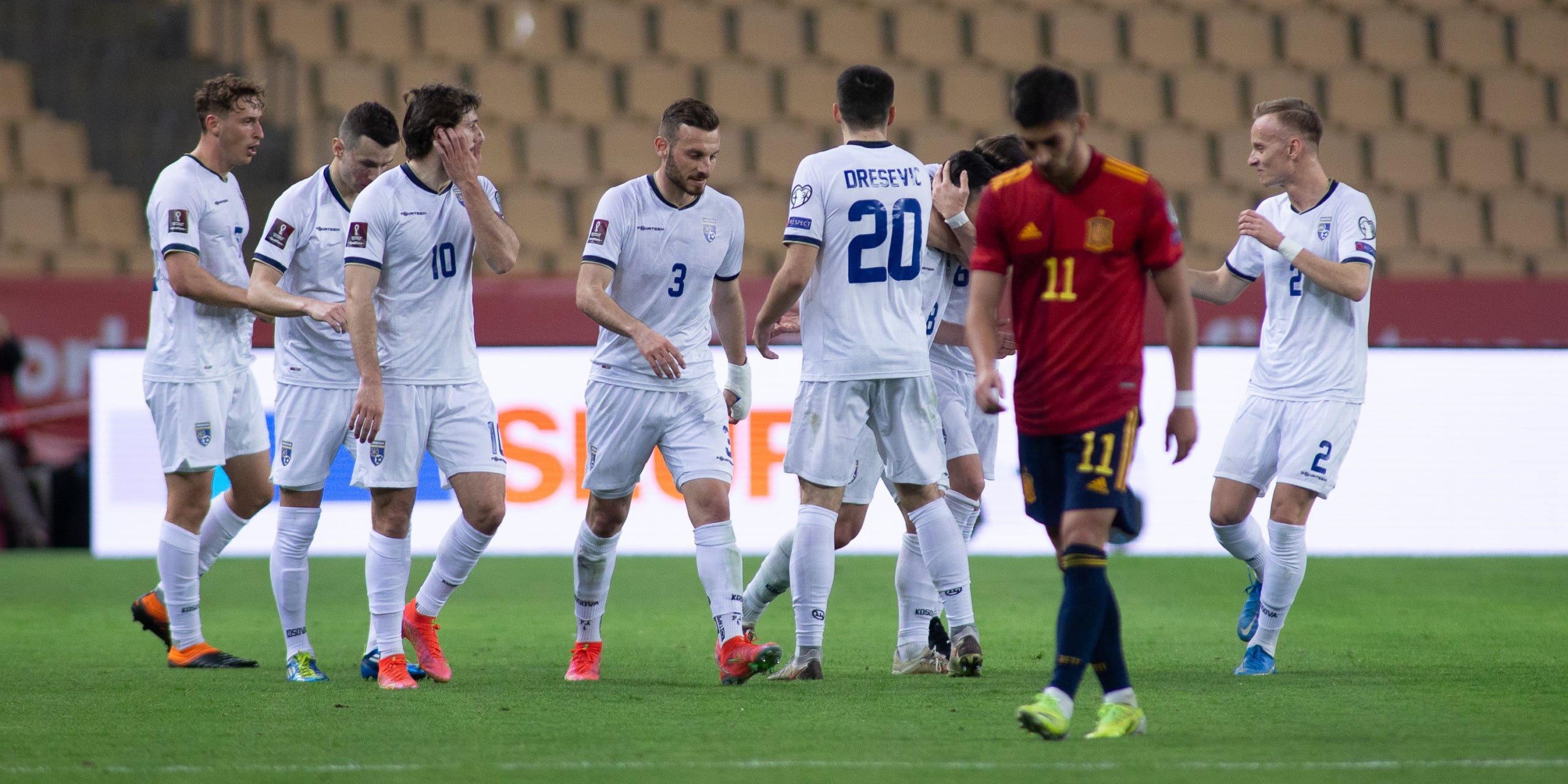 Els jugadors de Kosovo celebren un gol al partit d'anada | Europa Press