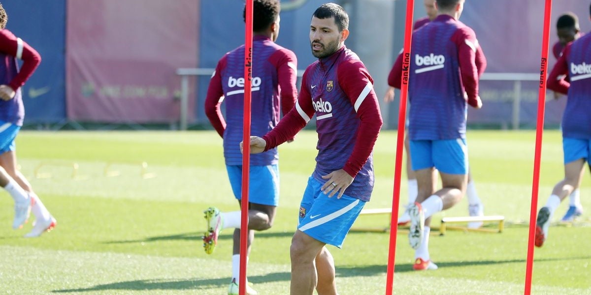 El Kun Agüero, durant un entrenament | FC Barcelona