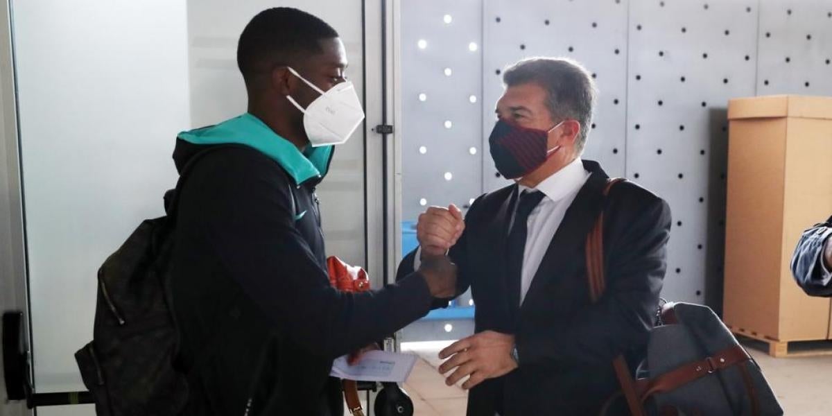 Dembélé i Laporta, en arxiu | FC Barcelona